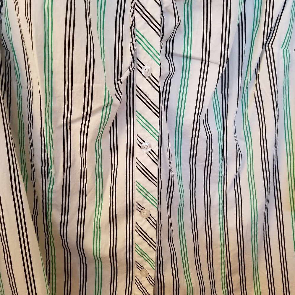 Lane Bryant 22/24 Green/Black Striped Blouse - Picture 4 of 5